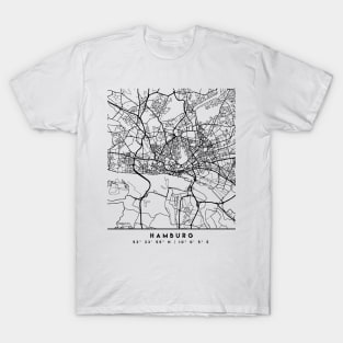 HAMBURG GERMANY BLACK CITY STREET MAP ART T-Shirt